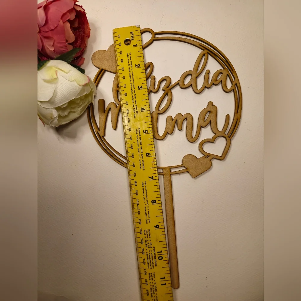 Feliz Dia Mama Cake Topper - Wooden Happy Mother's Day Cake Topper.